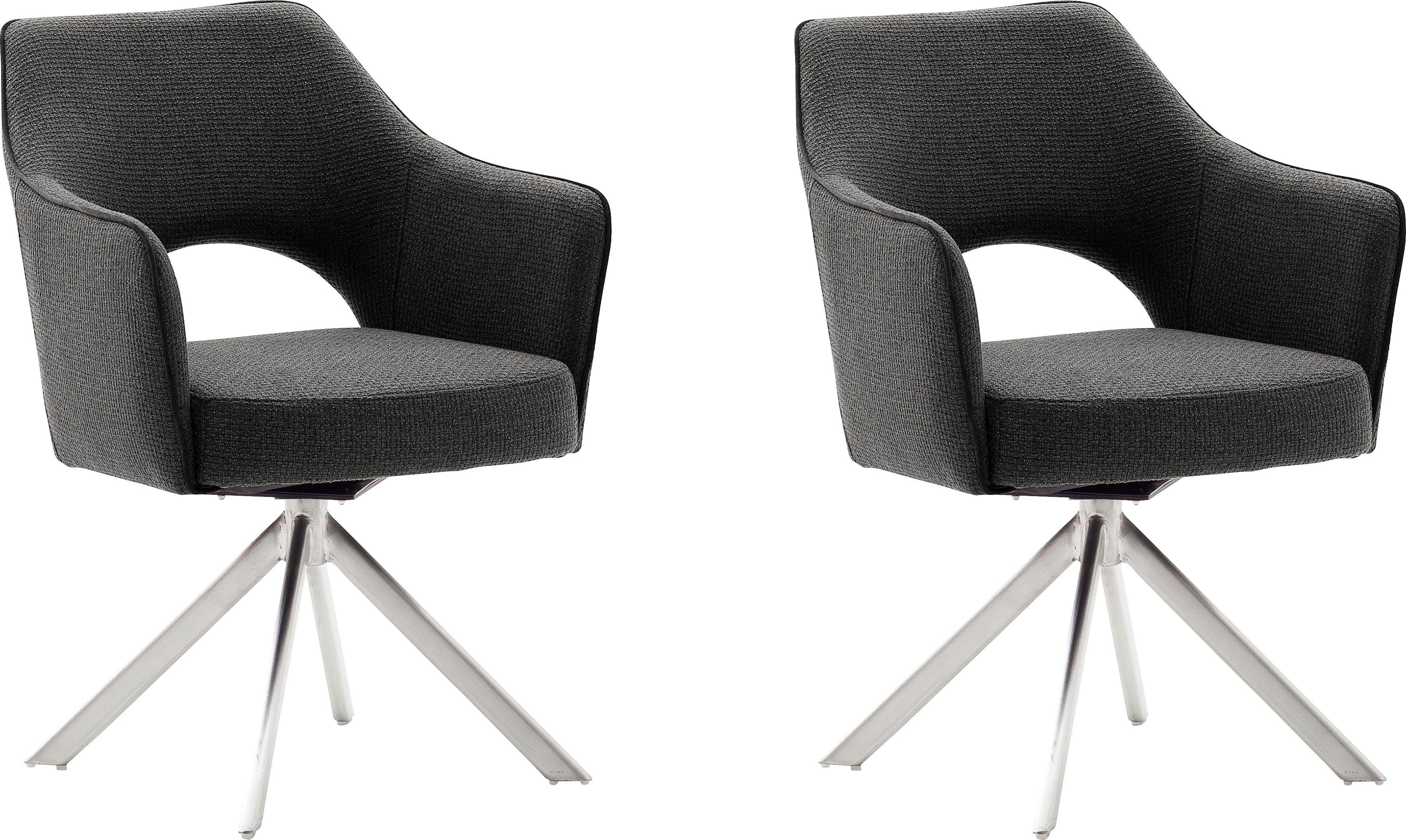 MCA furniture 4-Fußstuhl Tonala (Set, 2 St), mit Nivellierung 180° drehbar Anthrazit | Edelstahl gebürstet