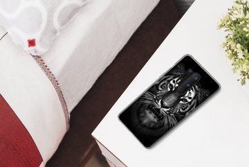 MuchoWow Handyhülle Tiger - Tiere - Schwarz - Weiß - Porträt - Wild, Phone Case, Handyhülle OnePlus 8 Pro, Silikon, Schutzhülle