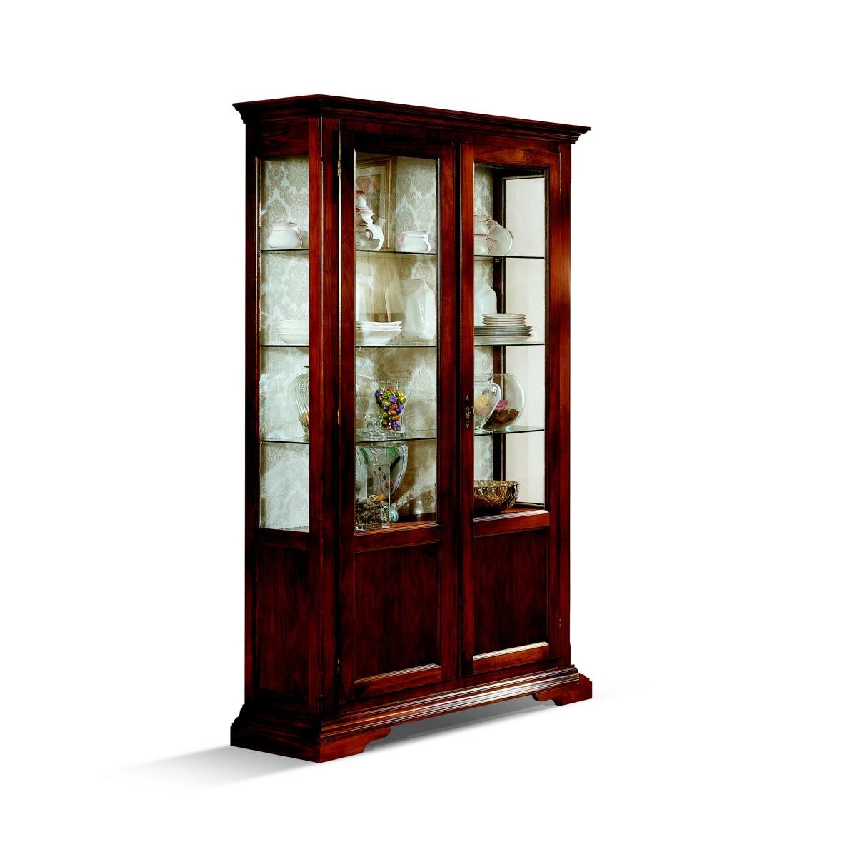 JVmoebel Vitrine Italienischer Barock Schrank aus Holz in warmem Braun (1-St) Made in Europa