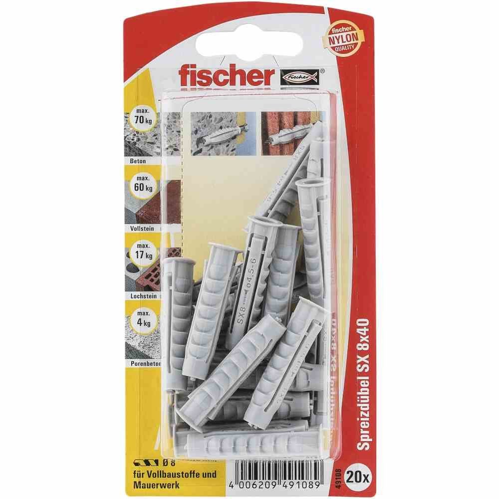 Spreizdübel Rand, 8 Universaldübel 40 fischer K Stück *** mit SX x SB-Karte 20 Nylon ***,