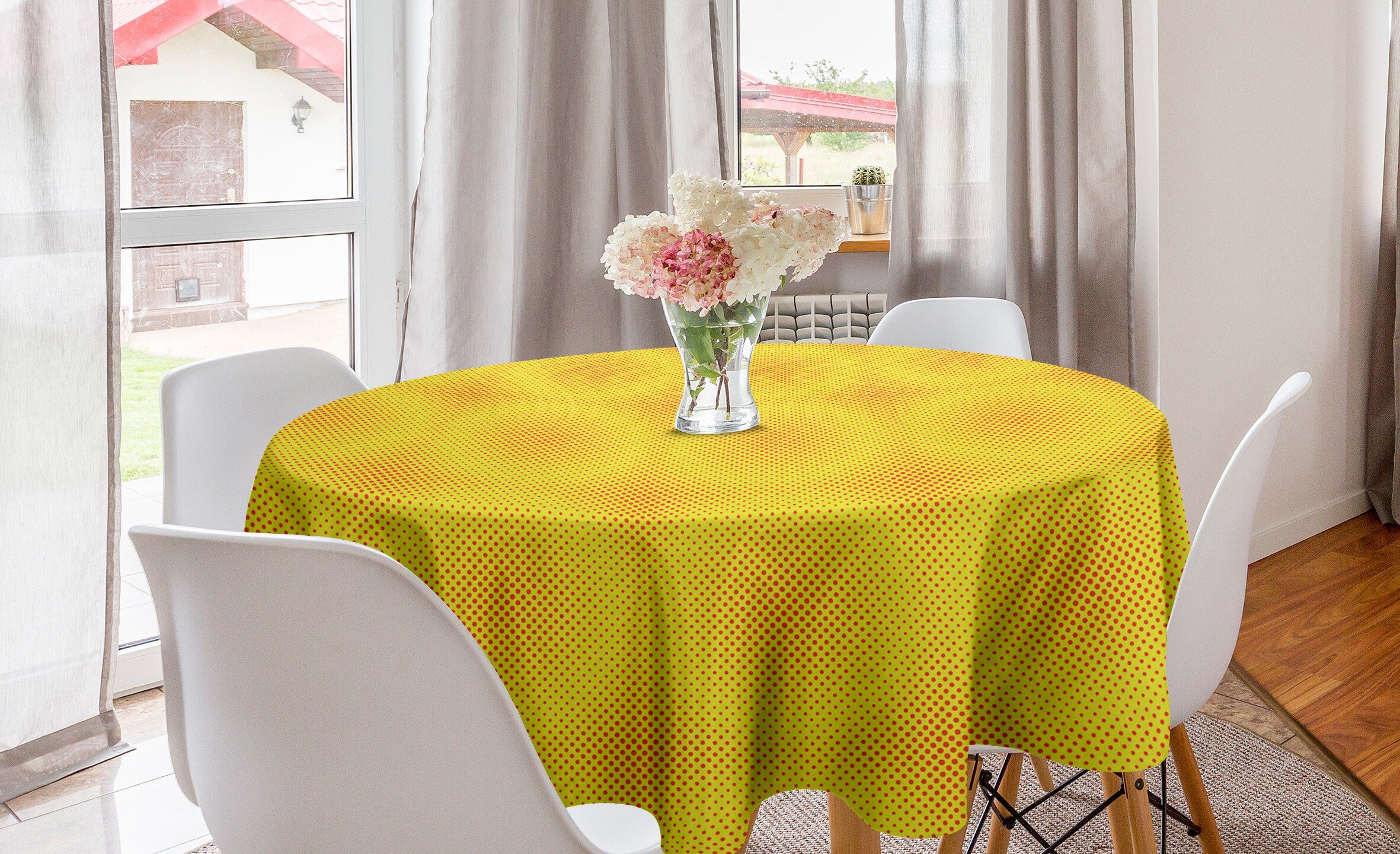 Tischdecke Dekoration, Tischdecke Abakuhaus Gelbe Abdeckung Halbton Kreis Esszimmer Grafik Küche für Punkte
