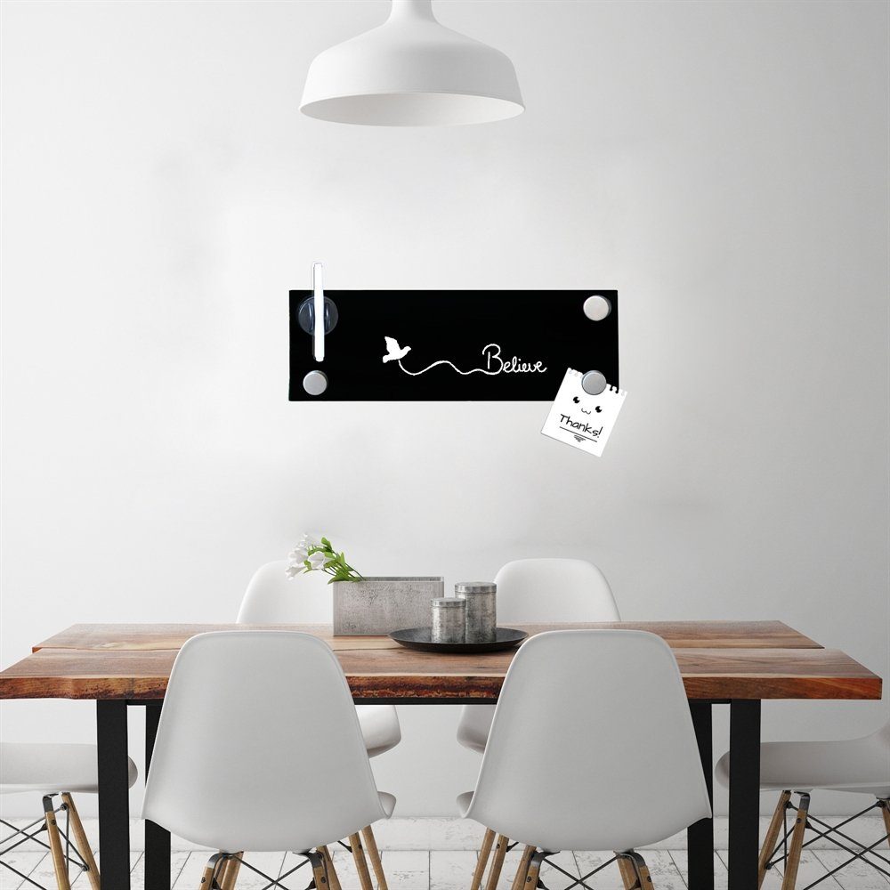 Feel2Home Magnettafel Glasmagnettafel Magnetboard Memoboard Wandtafel schwarz versch. Größen, Sicherheitsglas