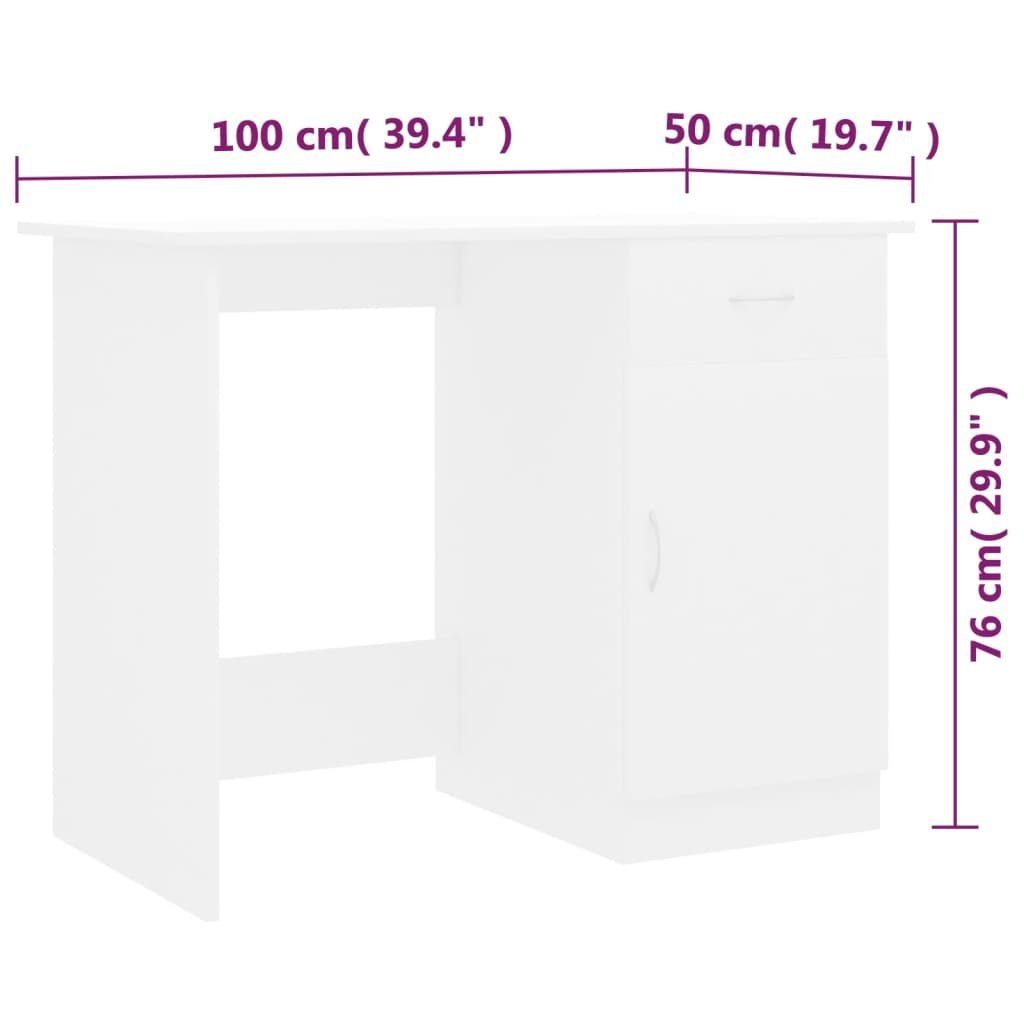 vidaXL Schreibtisch Weiß cm 100×50×76 Weiß | Weiß Schreibtisch Holzwerkstoff