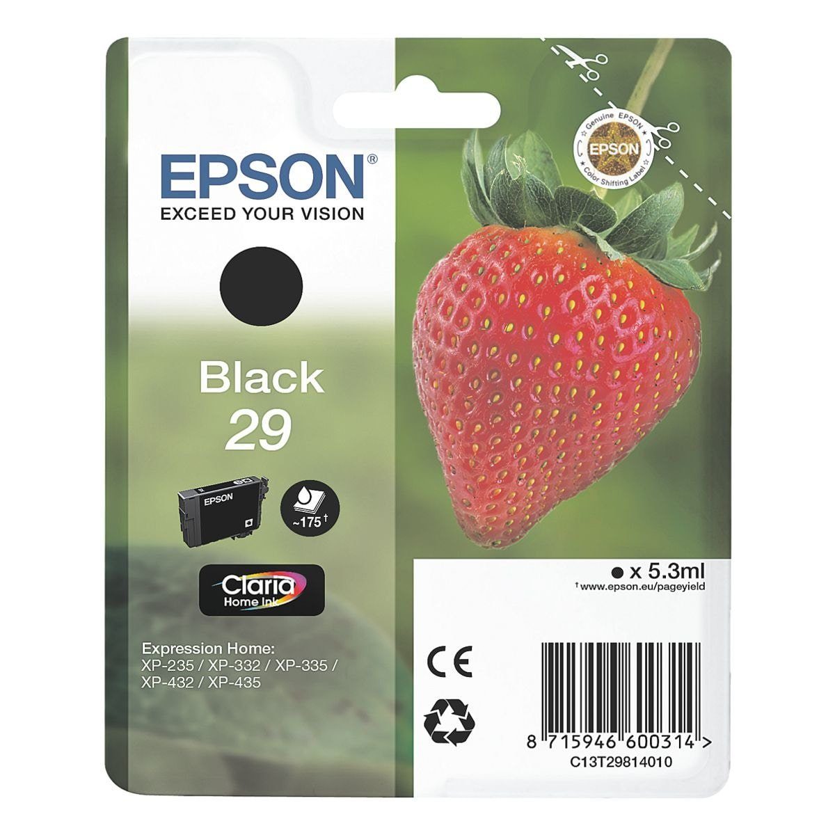 Epson 29 Tintenpatrone (Original Druckerpatrone, schwarz)