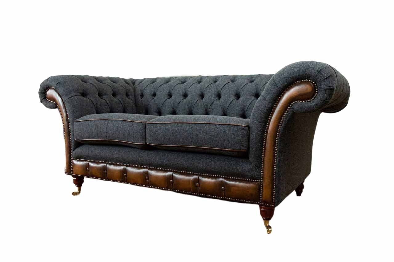 Made Couch Chesterfield Zweisitzer JVmoebel Luxus Europe Grauer Sofa Polster Neu, 2-Sitzer in