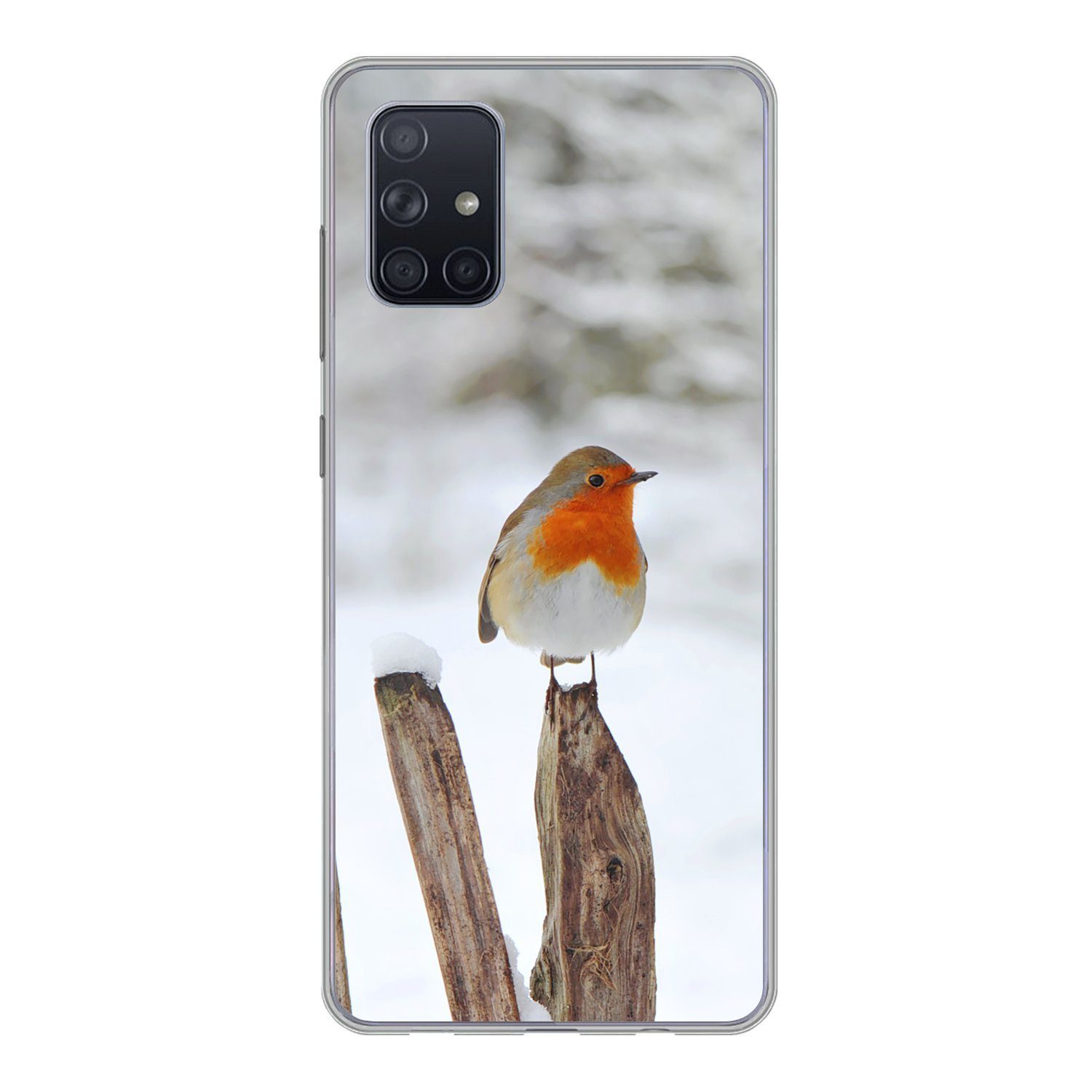Handyhülle für Samsung Galaxy A51 Vogel - Zaun - Schnee