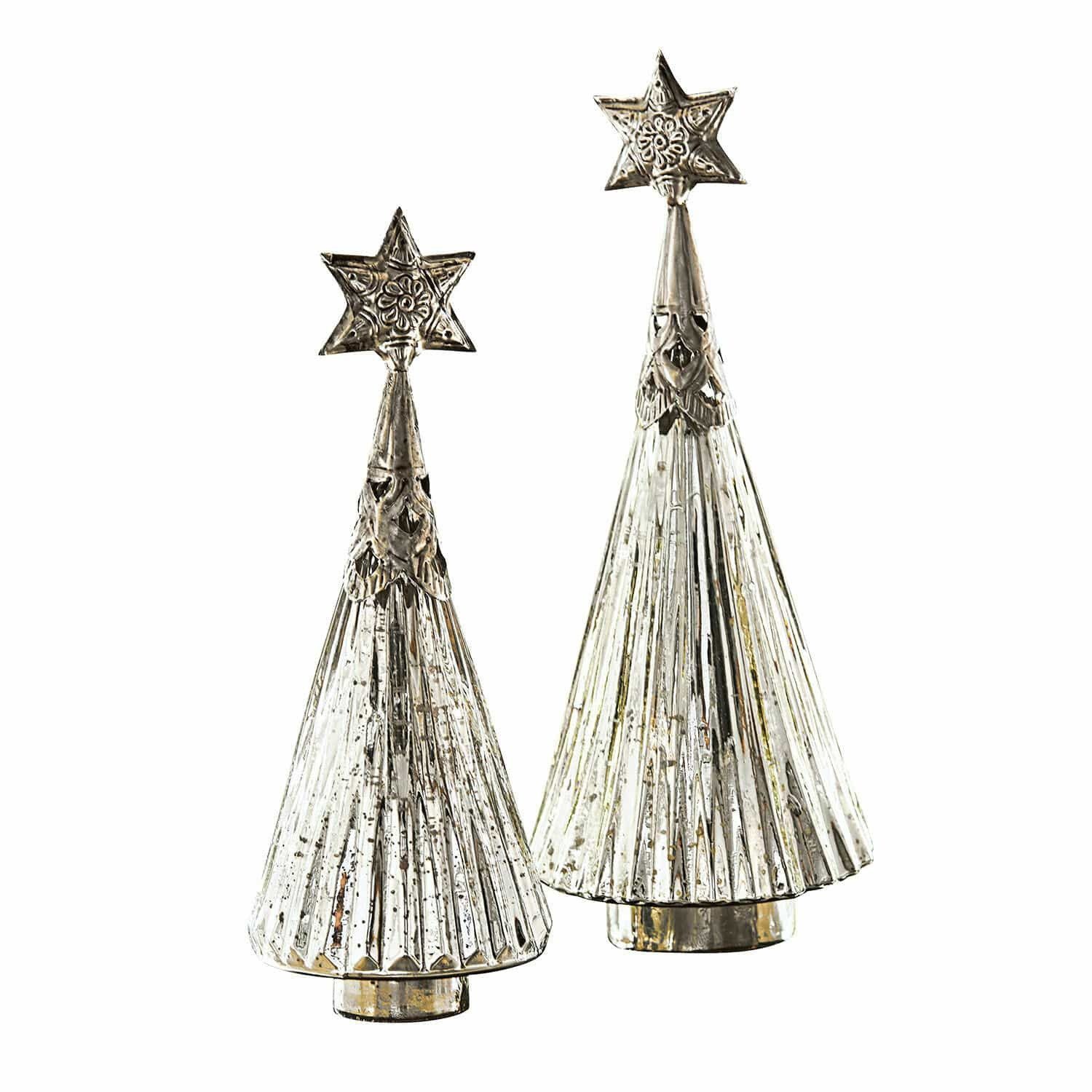 Mirabeau Weihnachtsfigur Deko-Weihnachtsbaum 2er Set Lillemor silber (2er Set, 2er Set), Weihnachten, Winter, Festtage, Stern, Mundgeblasenes Glas