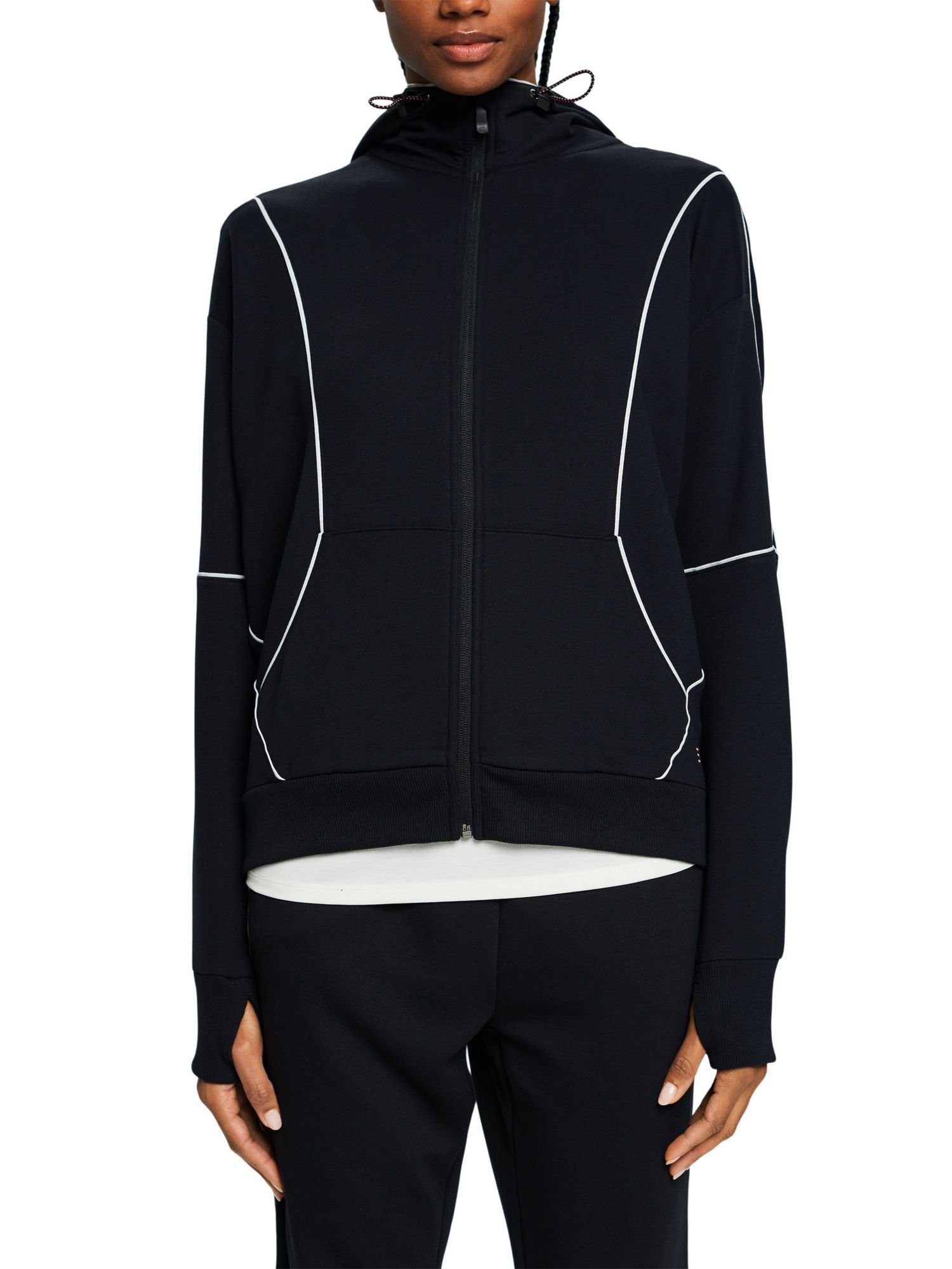 esprit sports Sweatjacke Active Sportjacke mit Details (1-tlg) reflektierenden BLACK