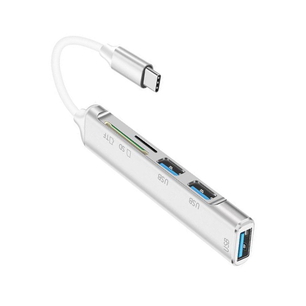 Bolwins H71 5in1 USB-C Multiport Hub USB 3.0 SD/TF Kartenleser Adapter Computer-Kabel, USB Typ-C Stecker, USB 3.0 Buchse / SD-Kartenleser / TF-Kartenleser (22.50 cm), 5-in-1 USB-C Hub mit SD/TF Kartenleser