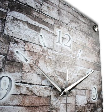 Kreative Feder Wanduhr Design-Wanduhr aus Stein (Beton) „Steinoptik“ (Funk- oder Quarzuhrwerk; ohne Ticken; elegant, außergewöhnlich, modern)