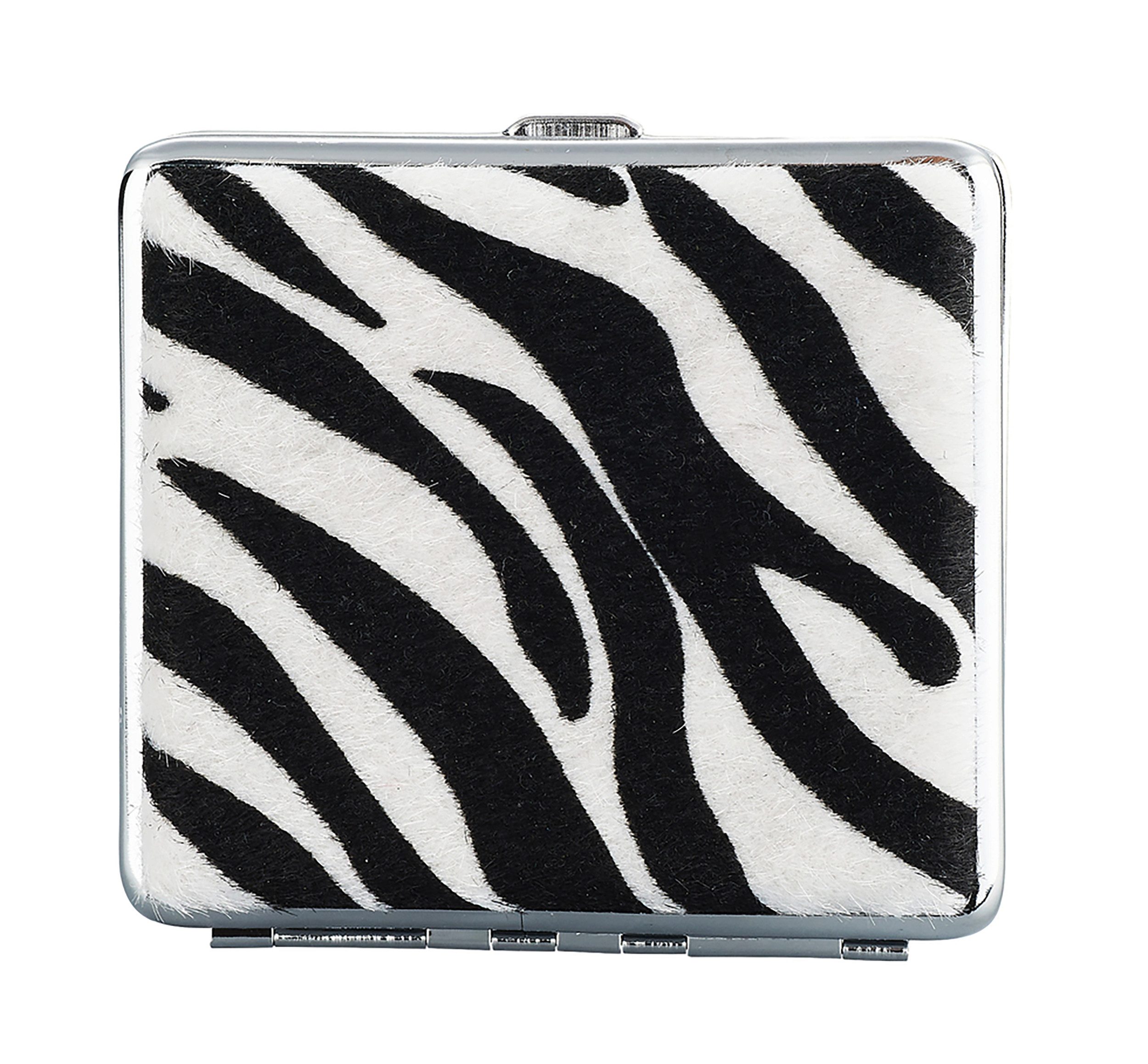 CHAMP Aufbewahrungsbox ZIGARETTENETUI "Animal" für 20 Zigaretten Plüsch aus Metall 97 (Zebra), Zigarettenbox Zigarettendose Etui Case Box Dose Hardcase