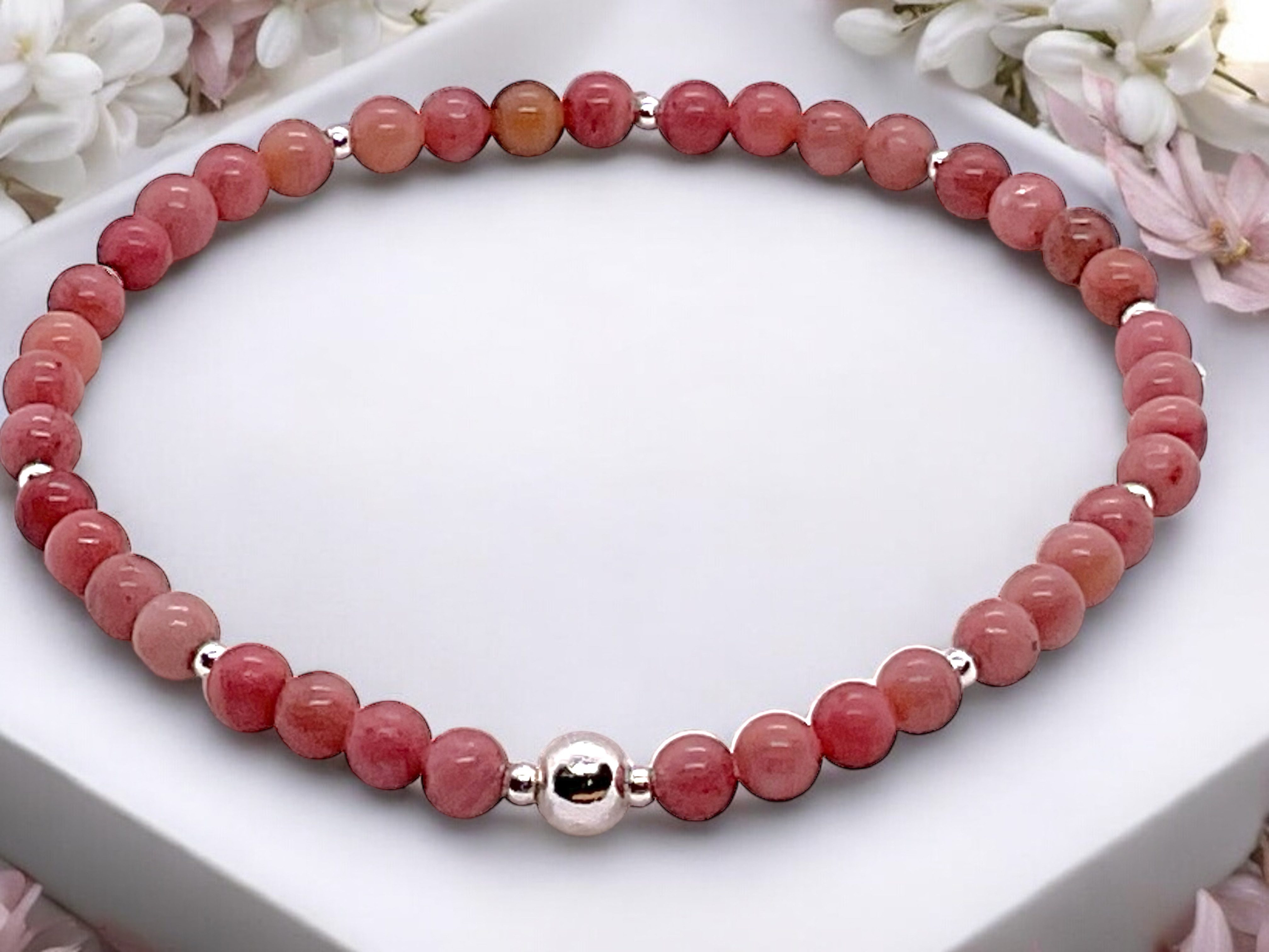 Steinfixx® Perlenarmband Edelsteinarmband Rhodonit mit 925 Silberperlen und günstig online kaufen