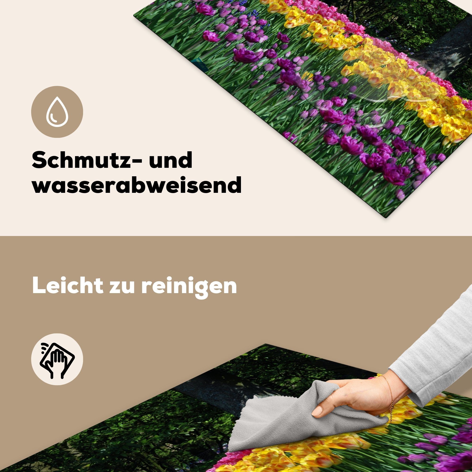 MuchoWow Herdblende-/Abdeckplatte Tulpen auf Niederlanden, cm, 81x52 Ceranfeldabdeckung Induktionskochfeld tlg), Schutz die in dem (1 für Vinyl, den küche, Keukenhof