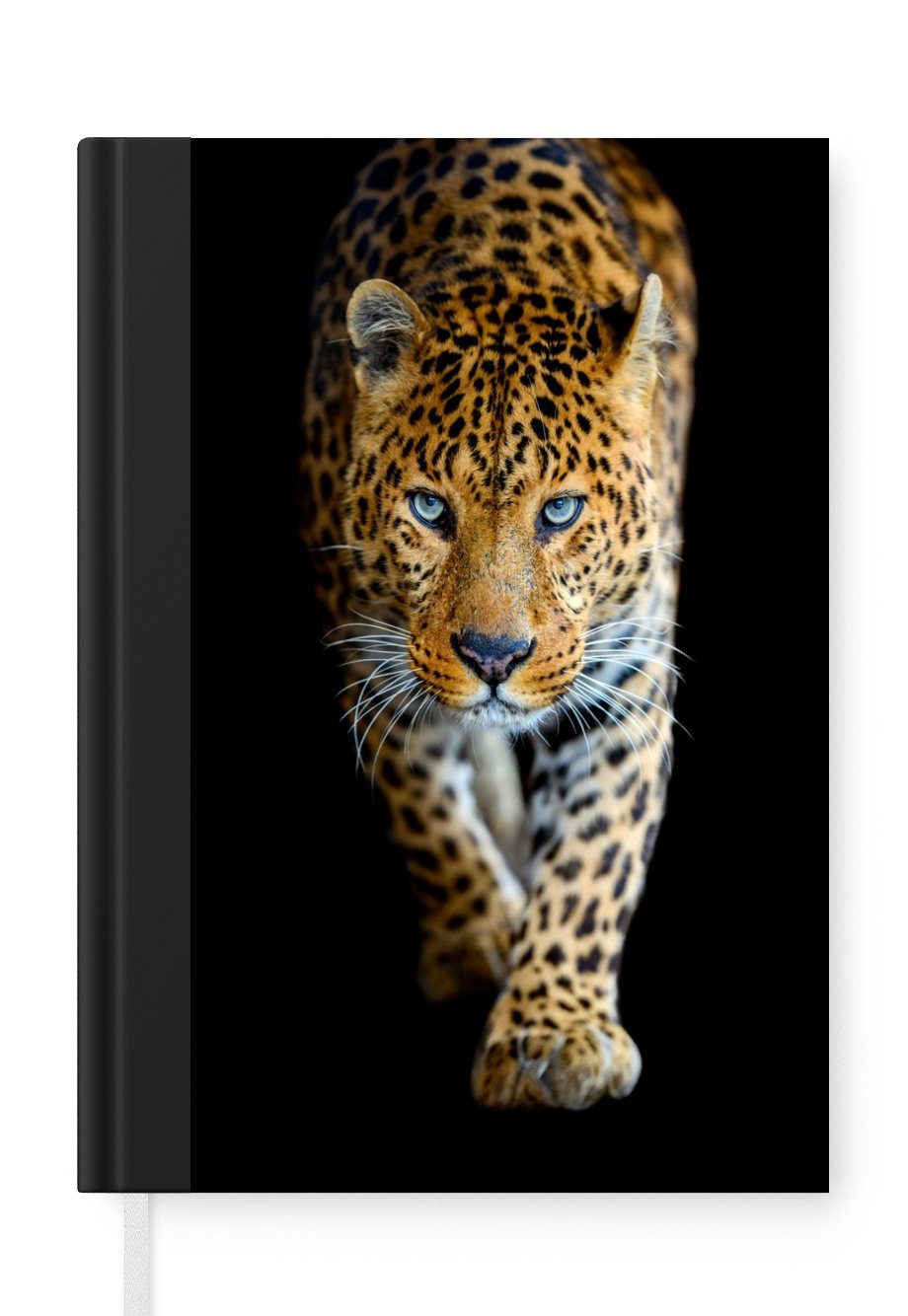 MuchoWow Notizbuch Leopard - Tiere - Porträt - Wildtiere - Schwarz, Journal, Merkzettel, Tagebuch, Notizheft, A5, 98 Seiten, Haushaltsbuch