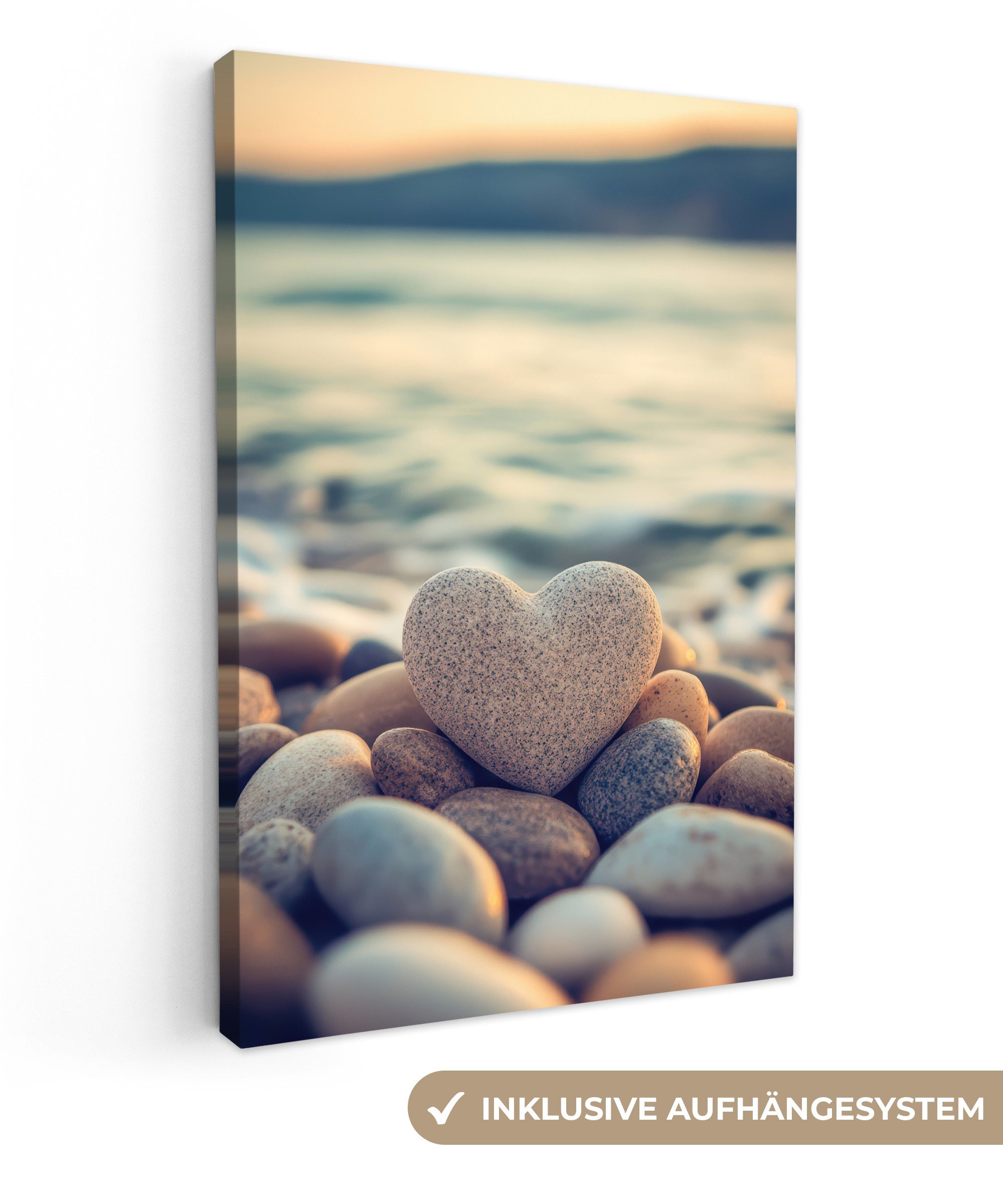OneMillionCanvasses® Leinwandbild Herz - Steine - Natur - Kieselsteine - Ze günstig online kaufen