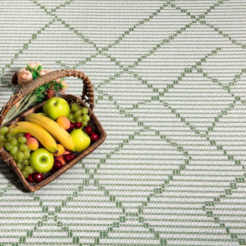 Teppich mm, & Palm, City, flach gewebt UV-beständig, rechteckig, Höhe: 5 grün Carpet Wetterfest