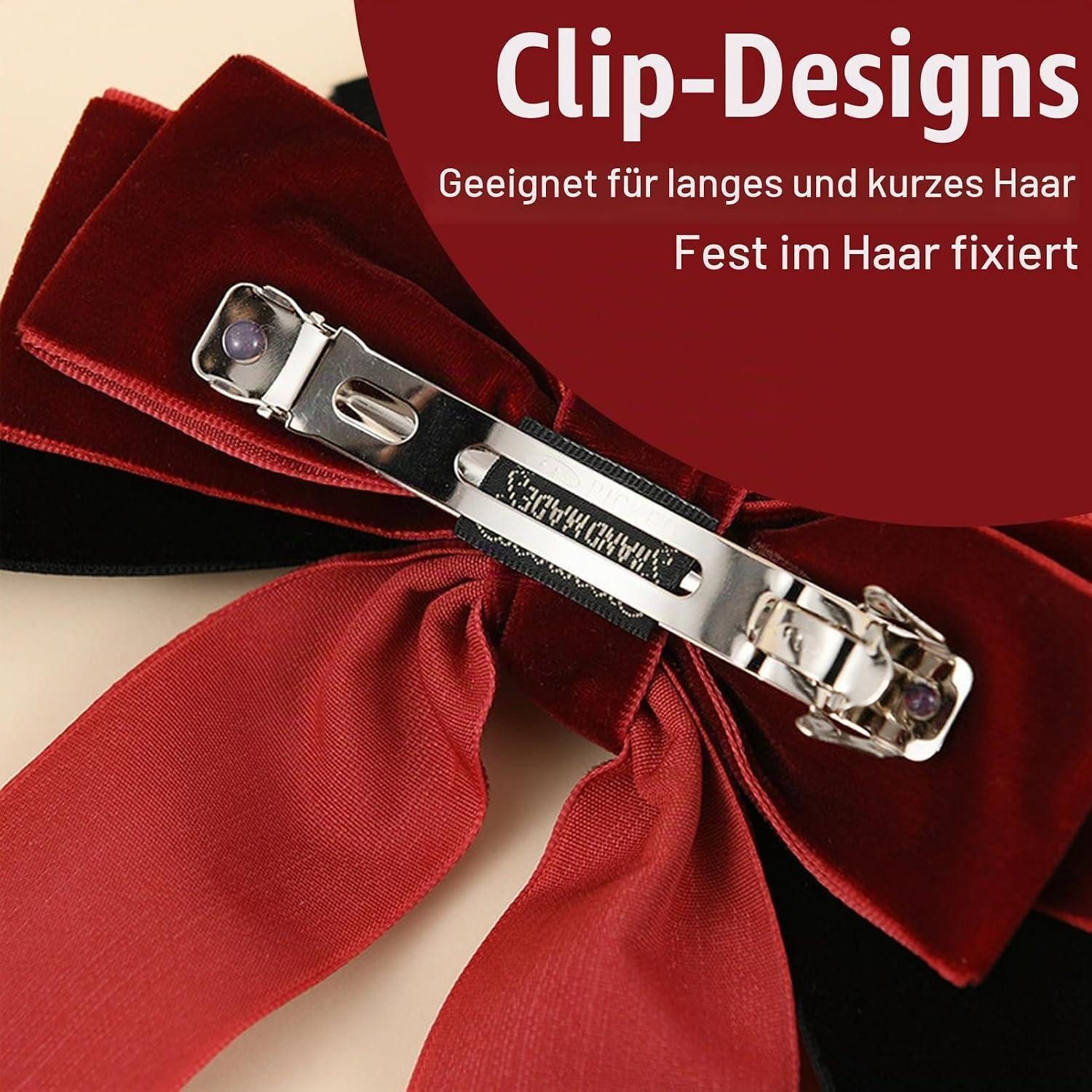 LuxusKollektion Haarspange Samt-Haarschleifenclips Weinrot 2Stück