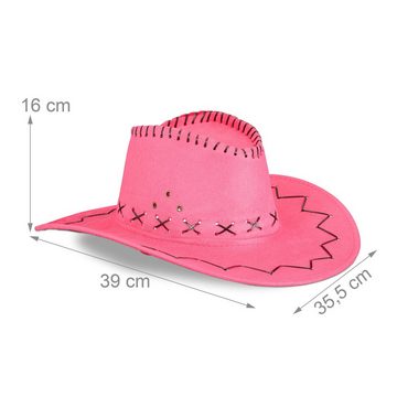 relaxdays Cowboyhut 2 x Cowboyhut Fasching pink