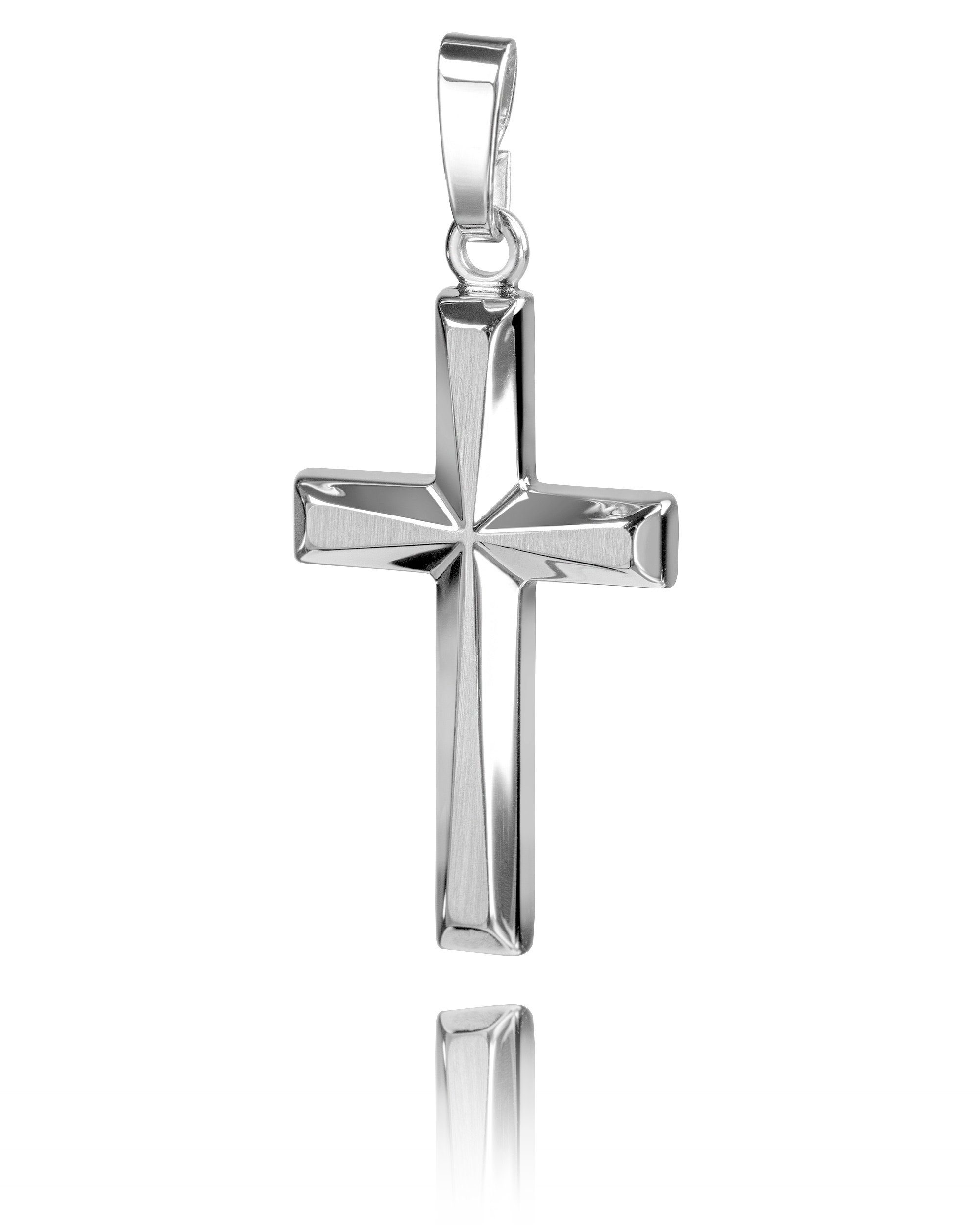 JEVELION Kreuzkette Anhänger Kreuz Silber - Made in Germany (Silberkreuz, für Damen und Herren), Mit Silberkette 925 - Länge wählbar 36 - 70 cm oder ohne Kette.