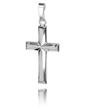 JEVELION Kreuzkette Anhänger Kreuz Silber - Made in Germany (Silberkreuz, für Damen und Herren), Mit Silberkette 925 - Länge wählbar 36 - 70 cm oder ohne Kette.