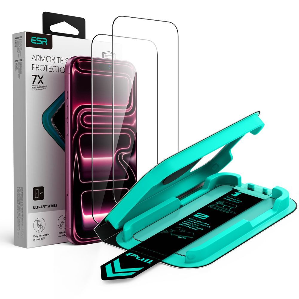 ESR Displayschutzglas Panzerglas Bildschirmschutz Schutzfolie für Apple iPhone 17 Pro Max, Apple iPhone 18 Pro Max, Spar-Set, 2 Stück, 9H Härte, randlos, fingerabdruckresistent, 2er-Pack