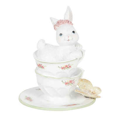 Clayre & Eef Osterhase Clayre & Eef Dekoration Kaninchen in Tasse 12x12x15 cm Mehrfarbig