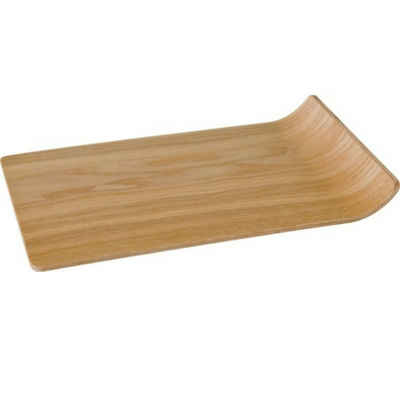 DekoTown Tablett Holz Tablett Natur mit Maserung eckig 30cm