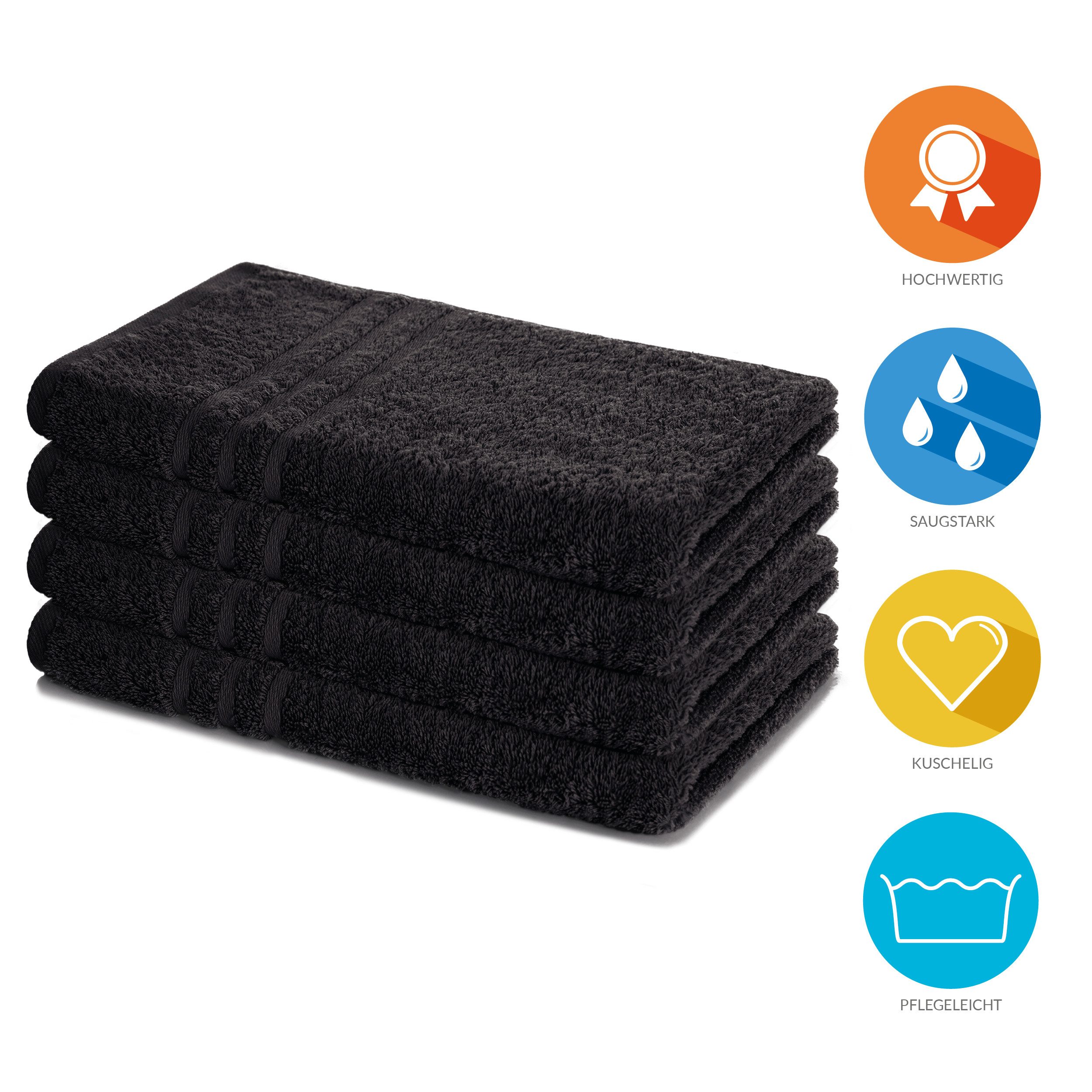 Lavea Handtuch Lavea® 4er Set Handtücher 50x100 cm, Elena Frottiererie, 100% Baumwolle (4er Set), 500 g/m² Frottier, weich & saugstark, pflegeleicht – Bild 2 von 5