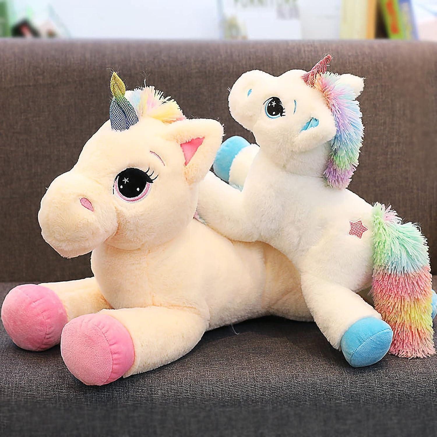 LuxusKollektion Kuscheltier Kuscheltier Plüsch Einhorn Kinder Geschenk 60cm Beige Rosa 40cm