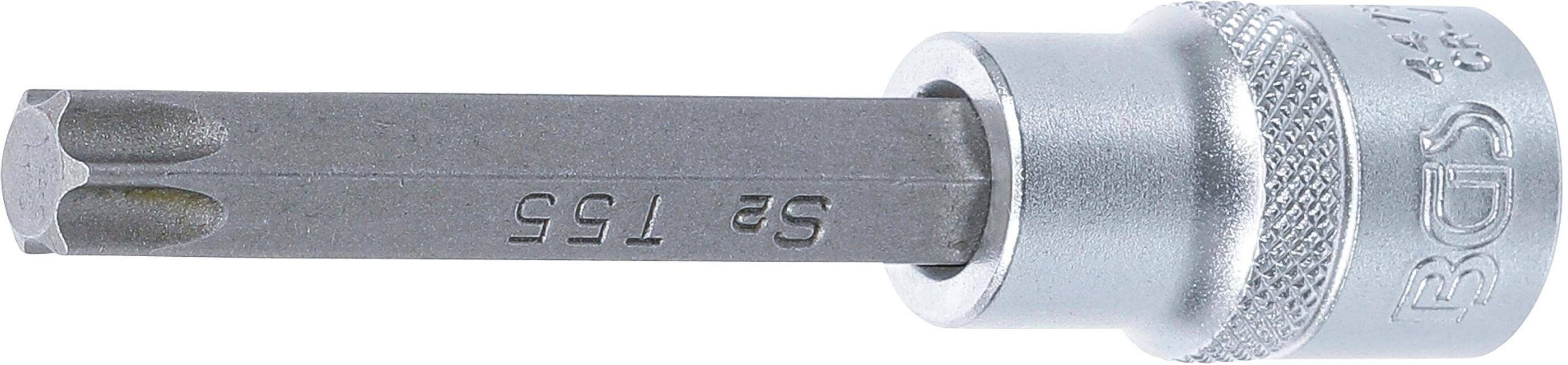 BGS technic Bit-Schraubendreher Bit-Einsatz, Länge 100 mm, Antrieb Innenvierkant 12,5 mm (1/2), T-Profil (für Torx) T55