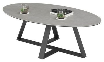 MCA furniture Couchtisch ELBING, Grau, Schwarz, Keramikplatte, Metall, Oval, B 120 x H 38 x T 70 cm