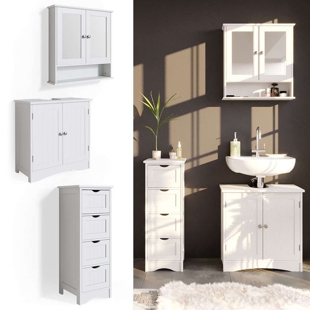 Vicco Badmöbel-Set Bianco, Weiß, 3 Teile, günstig online kaufen