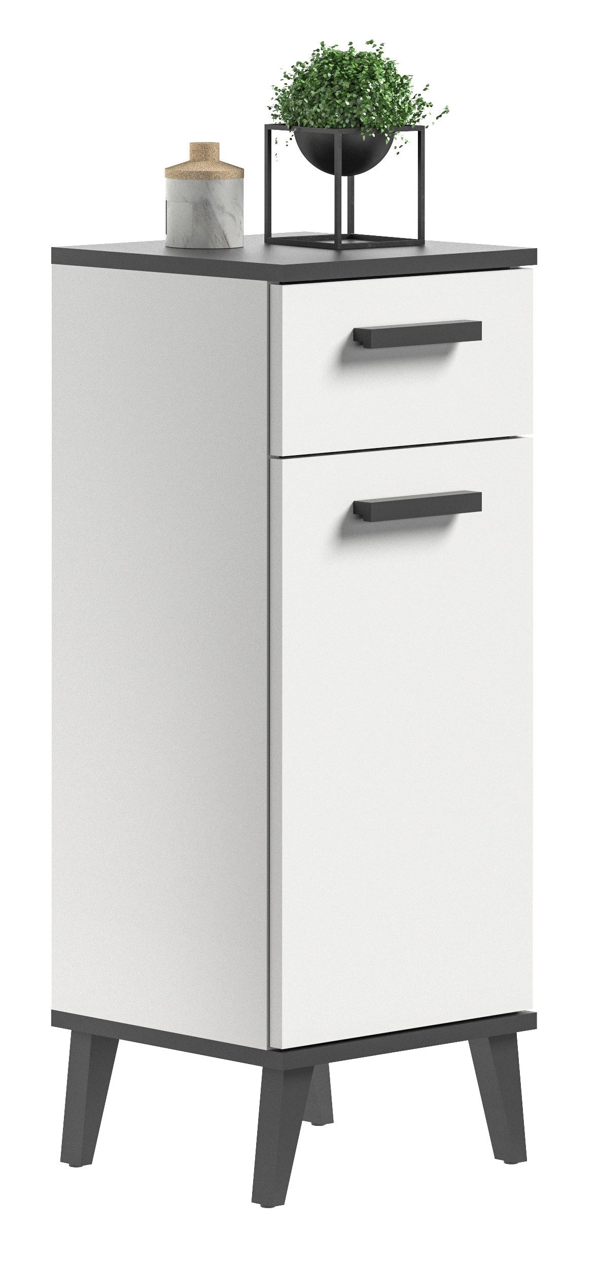 xonox.home Hochschrank in weiß/anthrazit mit einer Tür und 2 Fächern (BxHxT günstig online kaufen