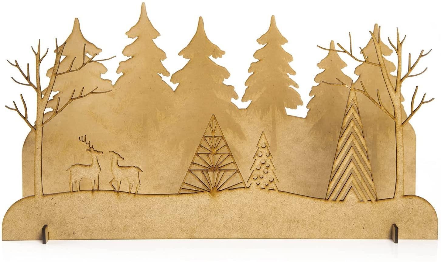 cm Wald Silhouette St) Landschaft aus Weihnachtsfigur Logbuch-Verlag 41 (1 Holz -