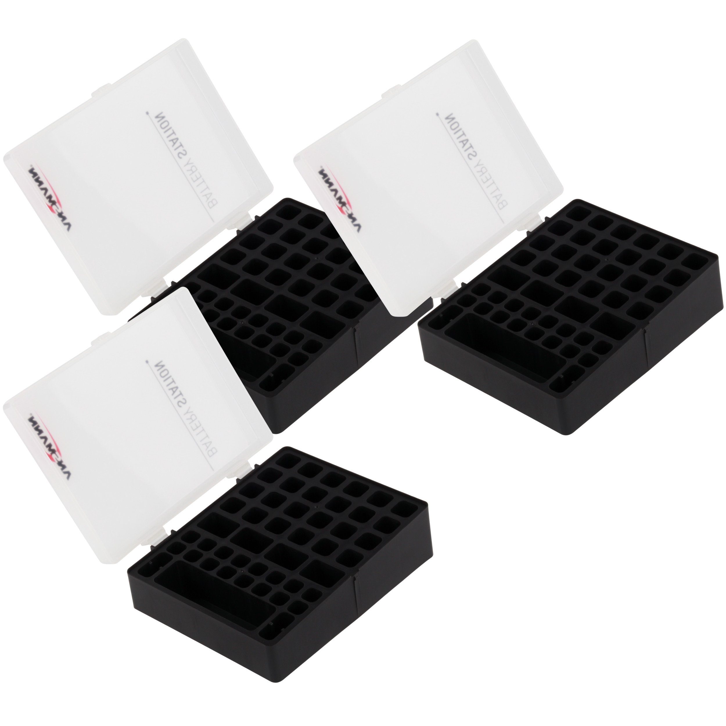 ANSMANN AG Batteriebox für 48 Batterien Akkus, 3 Stück, für Размер AAA, AA, 9V Akku