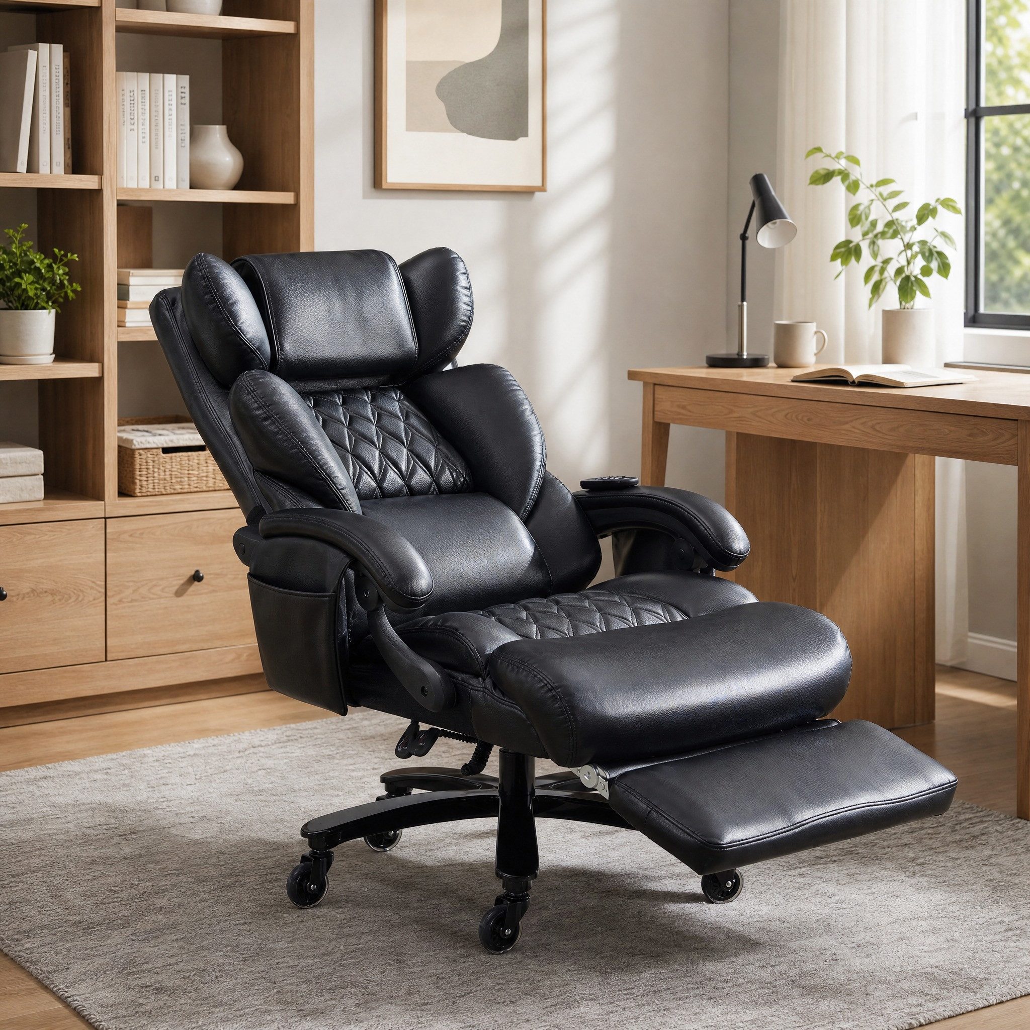 MODFU Bürostuhl Bequemer Massagesessel (mit Fußstütze und pflegeleichtem Kunstlederbezug – ideal, 1 St)