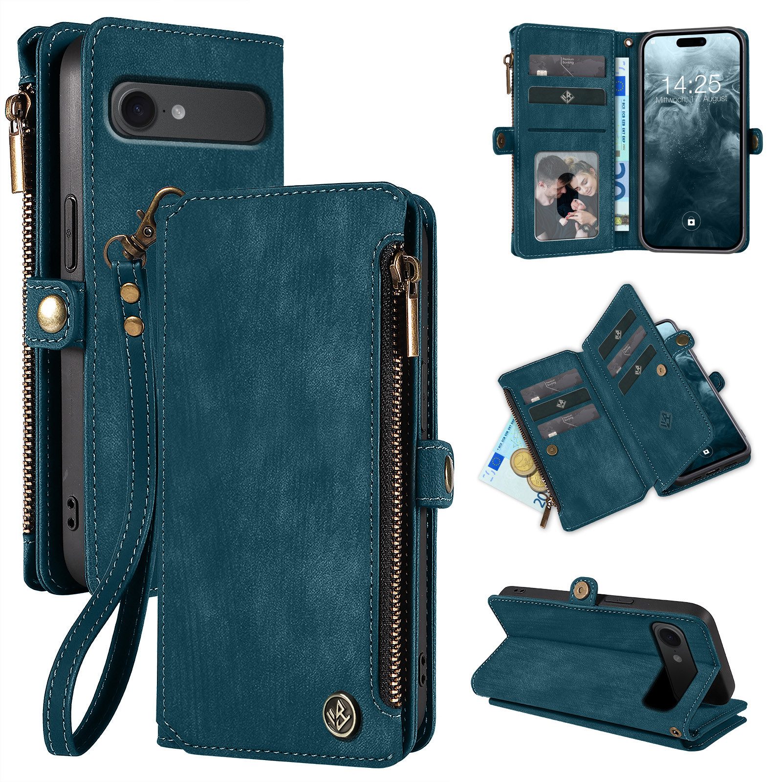 Tec-Expert Handyhülle Geldbörse Hülle mit RFID Schutz für Apple iPhone 17 Air, Klapphülle Cover Case mit Kartenfach Geldfach Münzfach