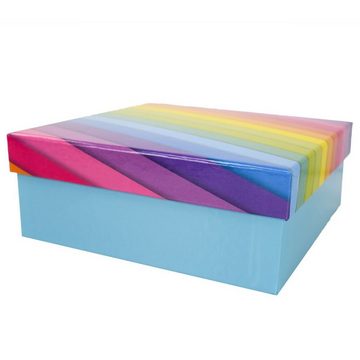 Out of the Blue Stapelbox Geschenkkartons 8 verschiedene Größen Set in hellblau mit Regenbogen, mit abnehmbaren Deckel