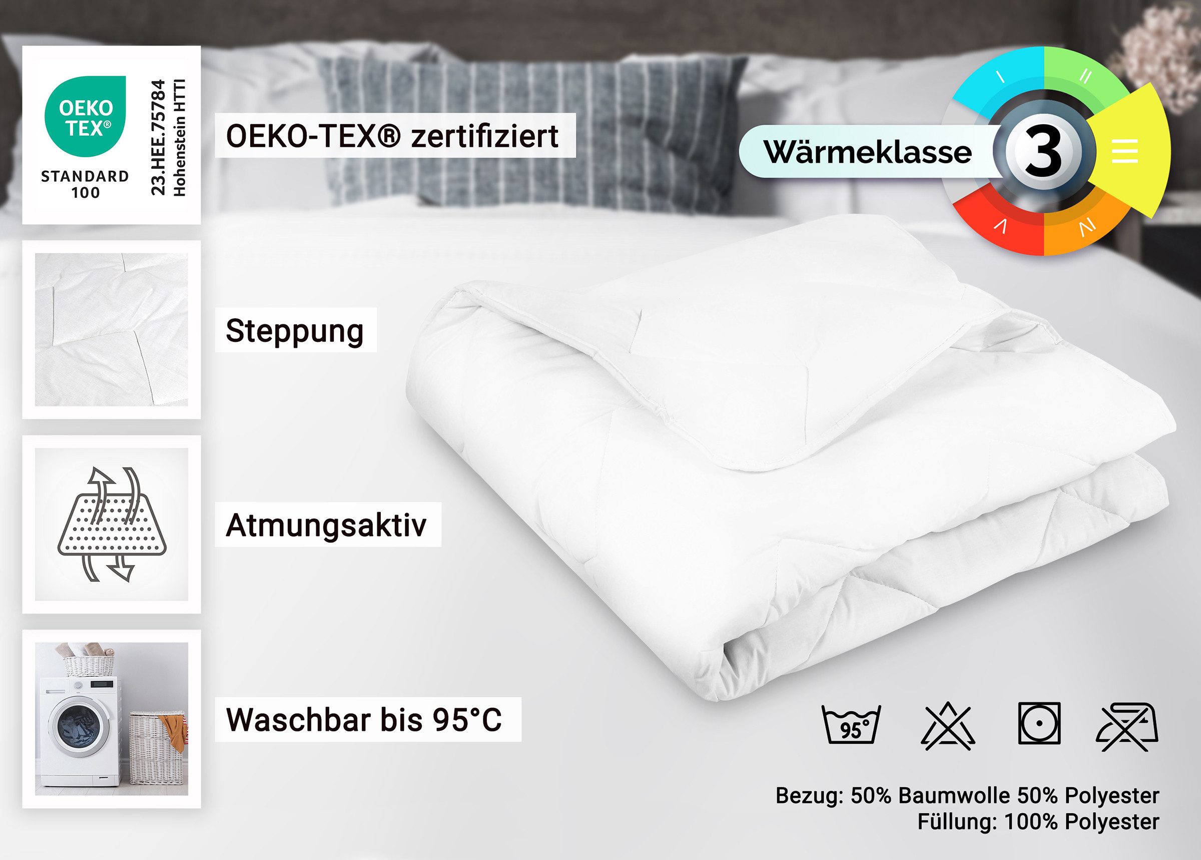 ZOLLNER Microfaserbettdecke, Bezug: 50% Polyester 50% günstig online kaufen