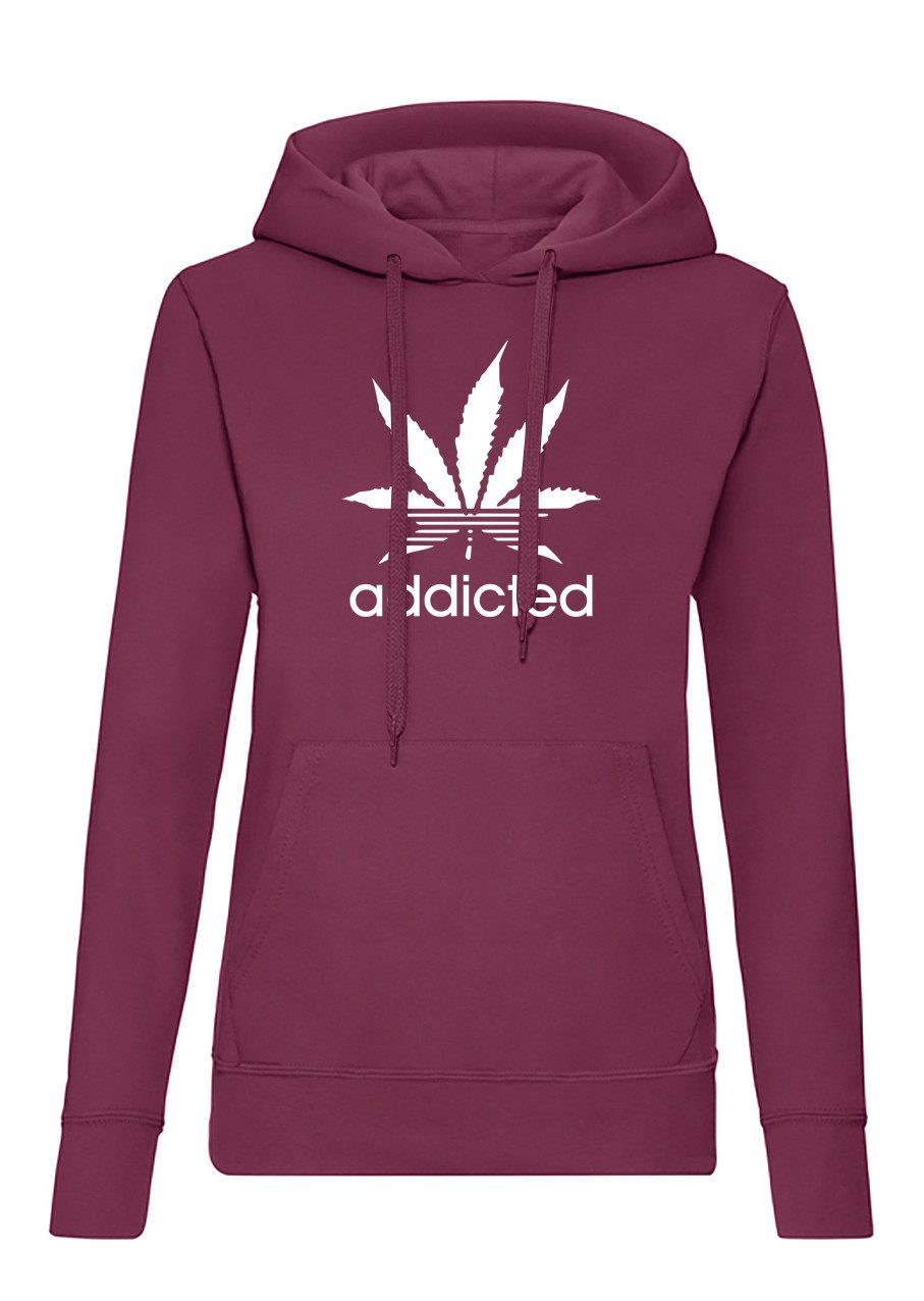 Blondie & Brownie Hoodie Addicted Hoodie Hanfblatt Print Kapuzenpullover Streetwear Damen (Einzelstück, Einzelartikel) Addicted D Hoodie Streetwear Print