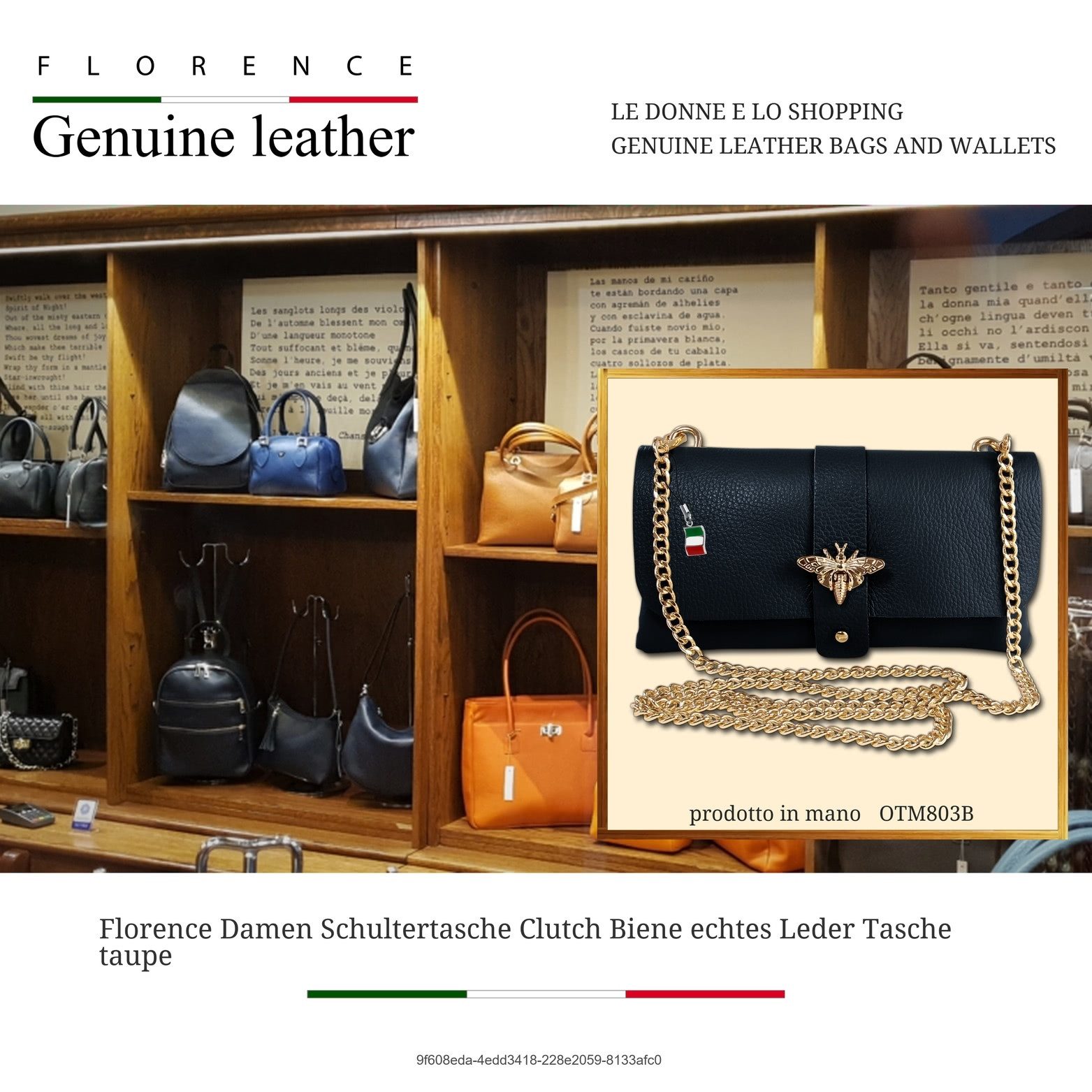 FLORENCE Clutch Florence Damen Schultertasche Clutch (Clutch, Clutch), Damen Tasche Echtes Leder taupe, beige klein 23x12x3cm