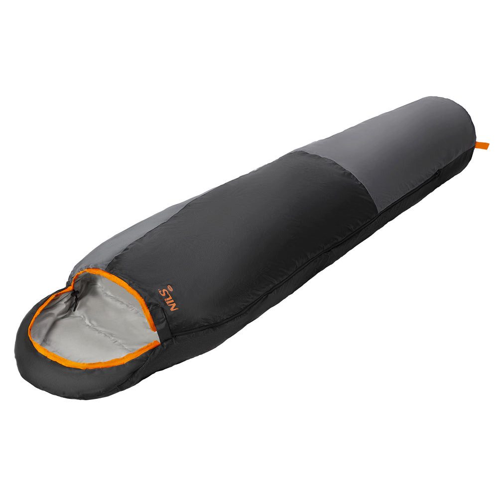 NILS CAMP Trekkingschlafsack Mumienschlafsack Wanderschlafsack Leichtschlafsack (Spar-Set, 1 tlg., 215 x 75 cm leicht), ultraleicht, Kapuze, Innentasche, Kompressionsriemen