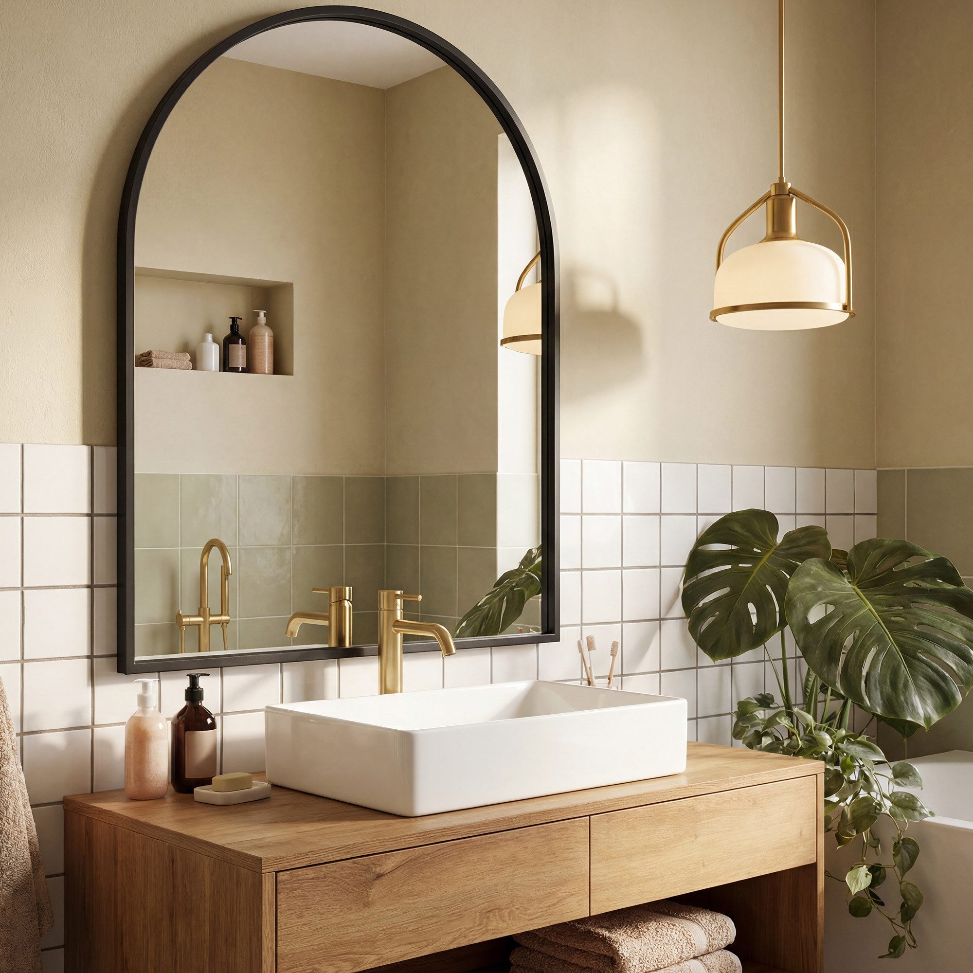 SONGMICS Standspiegel Spiegel für Bad, gewölbter Spiegel, für Wohn-, Schlaf- und Badezimmer, Aluminiumrahmen, mit Sicherheitsfolie, rechteckig/gewölbt