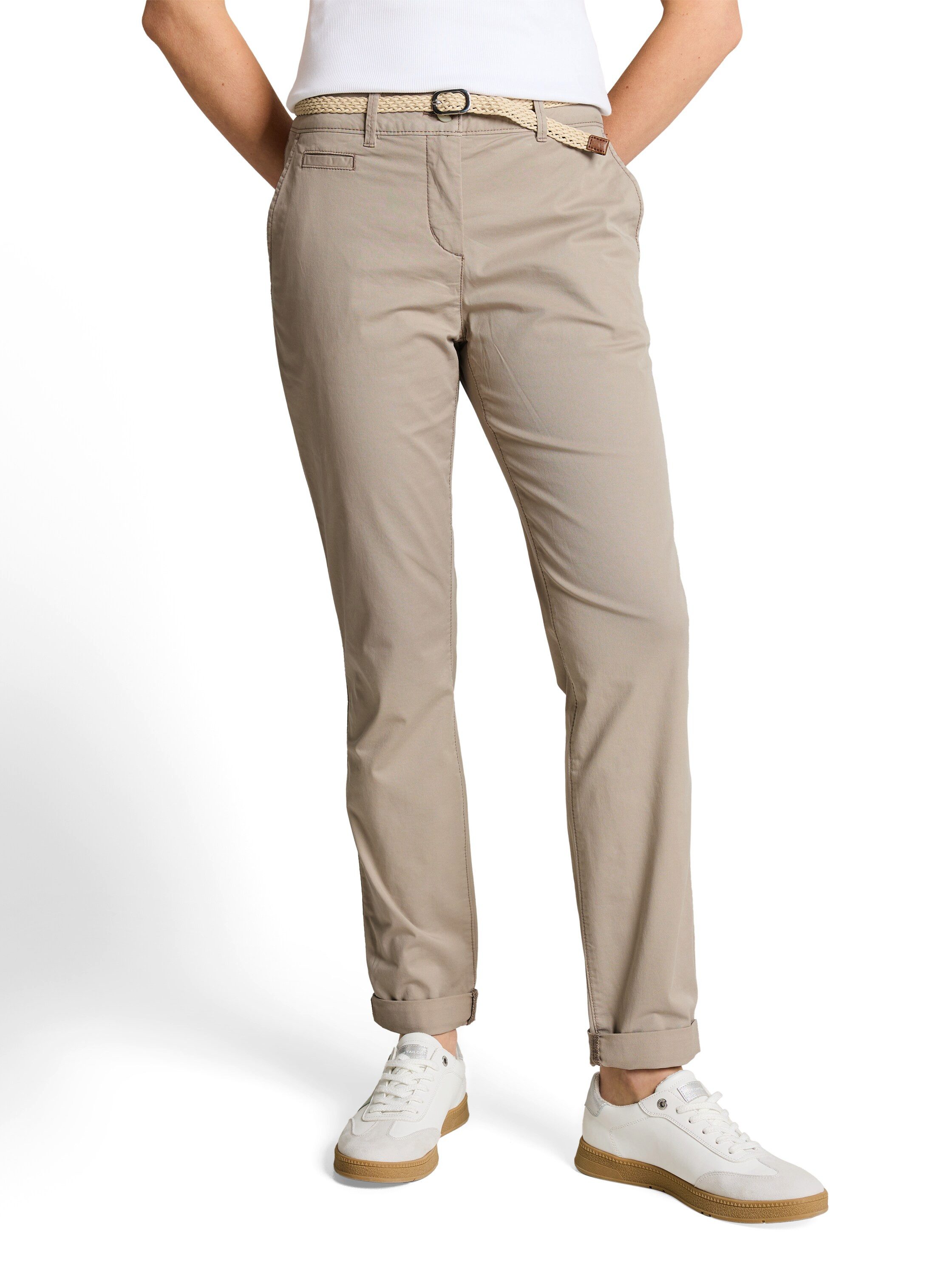 TOM TAILOR 5-Pocket-Hose Slim Chino Hose mit Gürtel