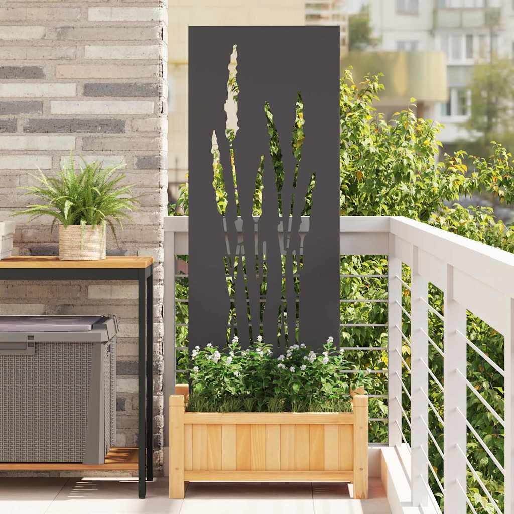vidaXL Wandbild Garten Sichtschutz-Leinwand Floral Schwarz 50 x 140 cm, (1 St)