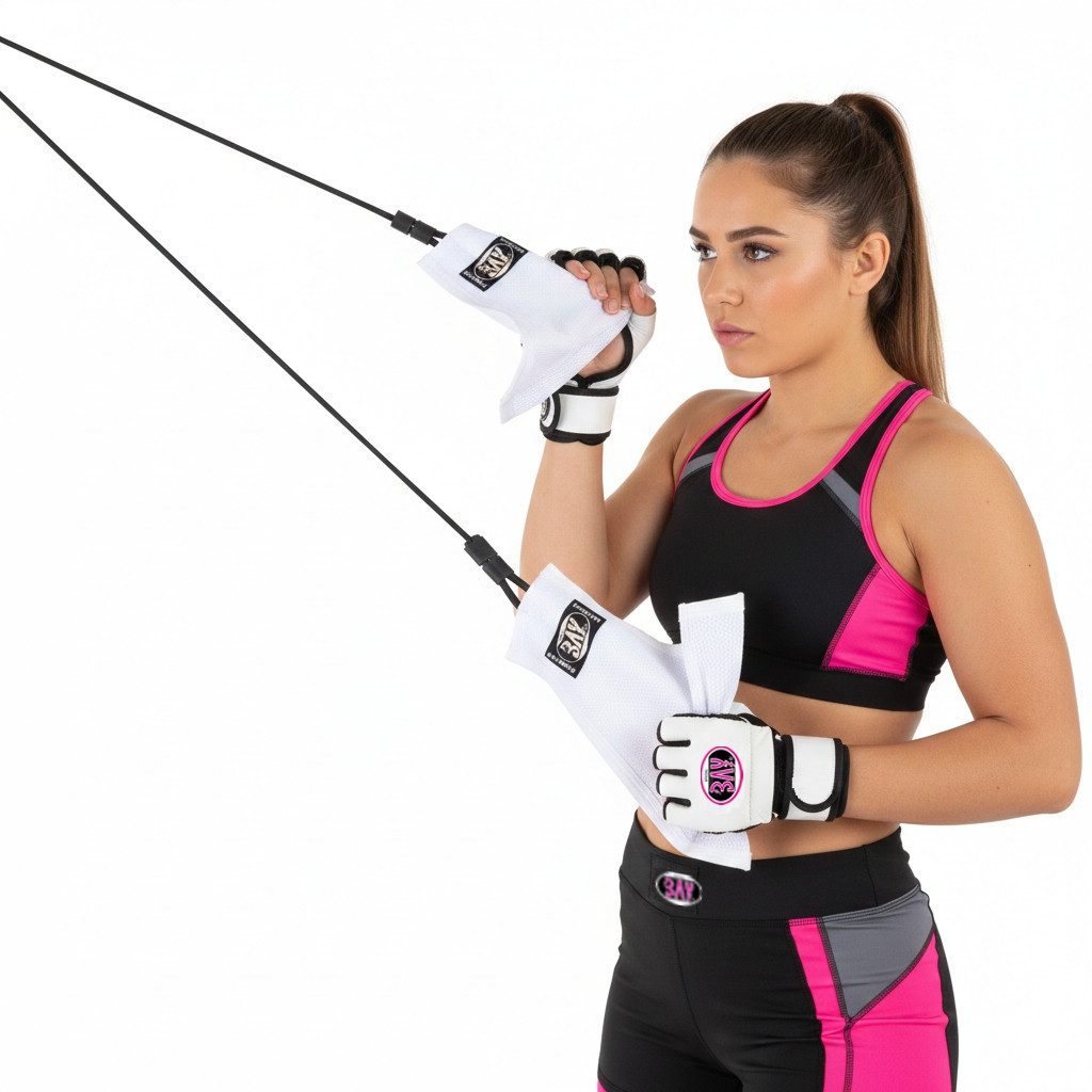 BAY-Sports Expander Uchi Komi WEISS Elastikband Grifftraining Zugseil Anzugstoff Judo MMA, Griffkraft Training Judo MMA Krav Maga Ju Jutsu Jiu Jitsu Grappling
