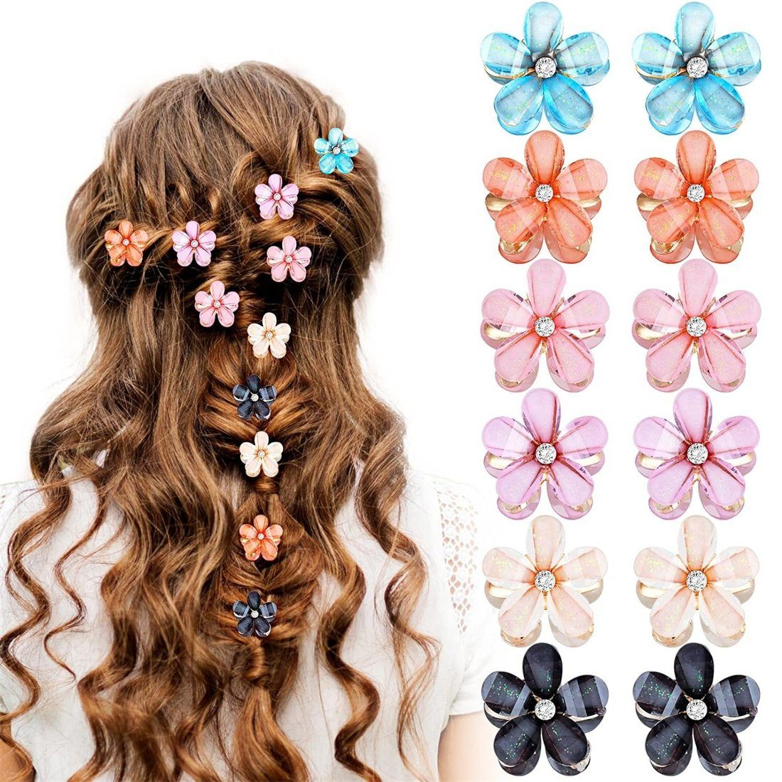 DAYUT Haarnadel Frauen Haarspangen, 12 Stück Blume Haarspangen Mini Haarspangen
