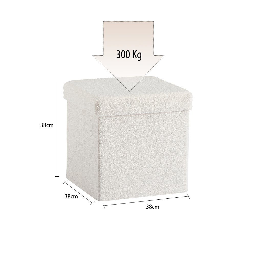 Hocker Abnehmbar, Hocker mit Sitzhocker Stauraum 300 Belastbar Sitzbank Stauraum Zedelmaier Aufbewahrungsbox Deckel kg, S-Weiß faltbar with Zedelmaier (ZD76+38), bis