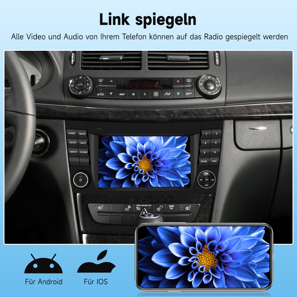 Hikity Android 15 für Mercedes W211 7 Zoll Autoradio mit GPS Bluetooth Autoradio (Digitalradio (DAB), 2+64GB)