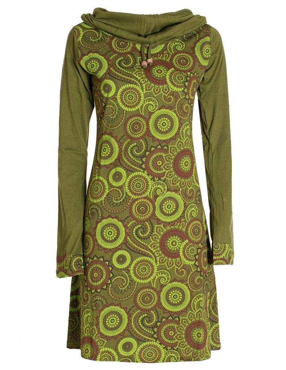 Vishes Jerseykleid Langarm Kleid Schal-Kleid Winterkleider Baumwollkleid Hippie, Goa, Ethno Style